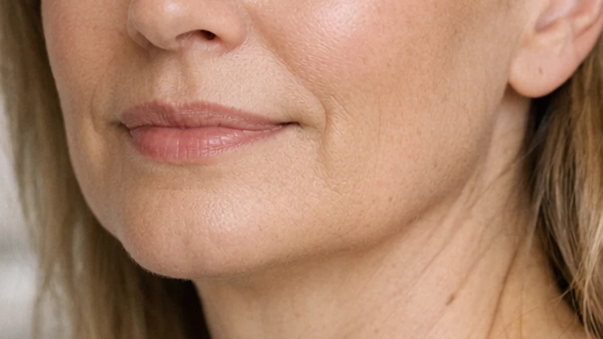 Perfil facial con pérdida leve de firmeza mandibular, indicación típica de tensado cutáneo no quirúrgico