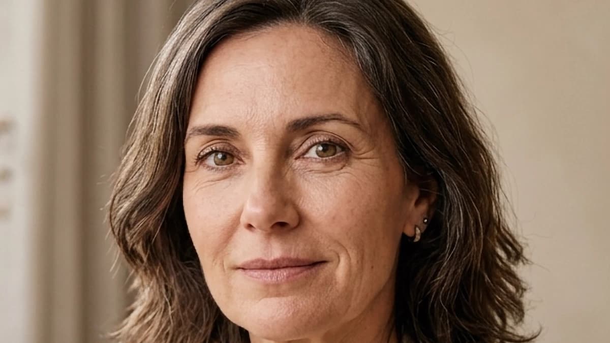 Rostro adulto con signos de fotoenvejecimiento leve, arruga fina y pérdida de luminosidad